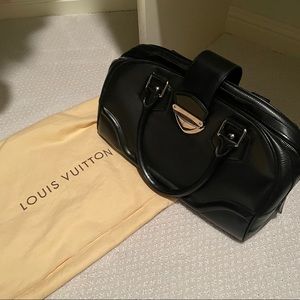 LV Black Epi Leather Montaigne GM Bowling Tote Bag